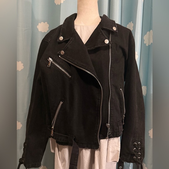 Kittenish Jackets & Blazers - Kittenish black denim moto jacket- oversized Medium